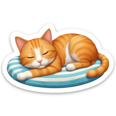 a cat dreaming about beach vacation sticker
