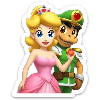 princess peach with bowser sticker