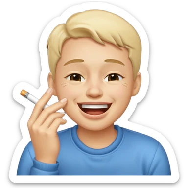 laughing emoji while crying with a cigarette sticker