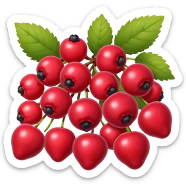 fruits rouges, mixed red berries, glossy and fresh, small cluster, 3D clean style, transparent background, optimized for emoji size sticker