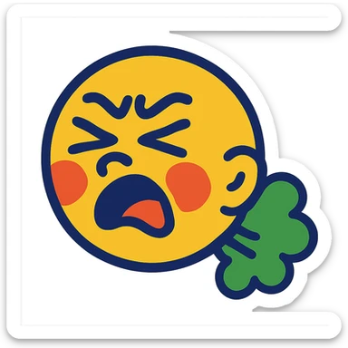 vibrant toon style farting face sticker
