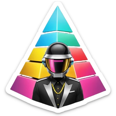 Scène Alive des daft punk en forme de pyramide illuminée et colorée. sticker