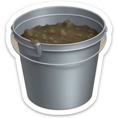 A bucket filled with small lumps of mud  sticker