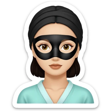 Lady with face mask black spa beauty full face relaxing hot sticker