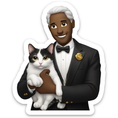 God holding a tuxedo cat sticker