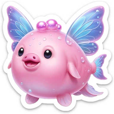 blobfish that is a magical fairy with wings sticker