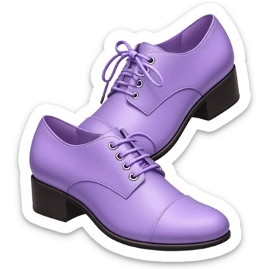 A 3D cartoon lavender-purple Formal shoes with soft texture, lace-up detail, and smooth reflections, isolated on plain background, Memoji-style. sticker