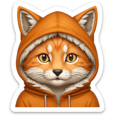 The emoji orange cat with a wolf's hood on its head
 sticker