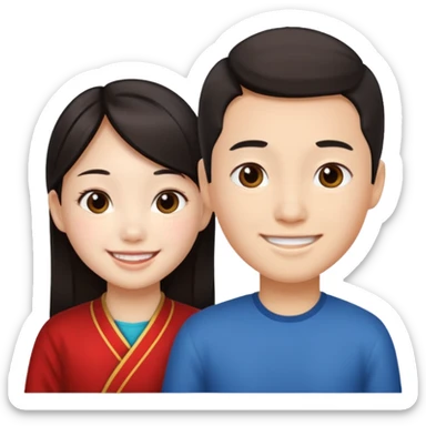 Chinese girl and chinese boy sticker
