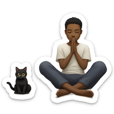 meditando com um gato  sticker