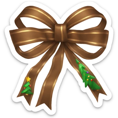 an aesthetic brown bow with christmas ribbons tied to it sticker