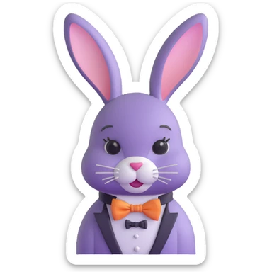cute Easter bunny with fancy bow tie sticker