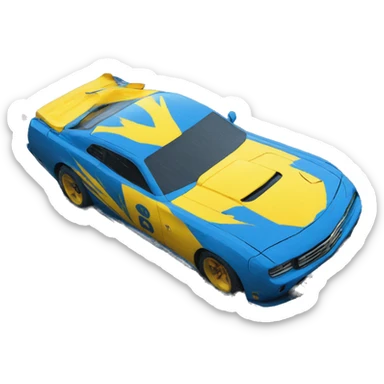 blue amd yellow thunder storms representing mcqueen and sally sticker