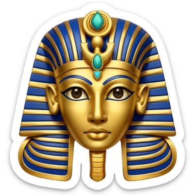 Discord emoji for "RA Silkroad", Ancient Egyptian theme, Pharaoh mask, Ankh, Scarab, Eye of Horus, colorful, shiny gold, small, clear.
 sticker