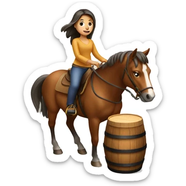 girl riding horse going around barrel sticker