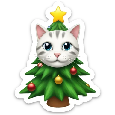 Christmas tree with cat in it sticker