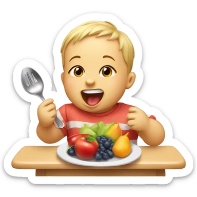 Baby eating  sticker