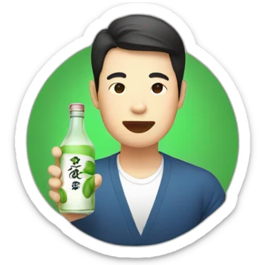 Asian dude drinking soju sticker