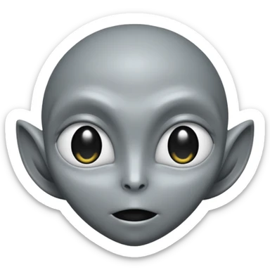 Grey alien head, almond eyes completely black, eyes fully black, no white, slanted, pale grey skin, cartoon emoji, no background

 sticker