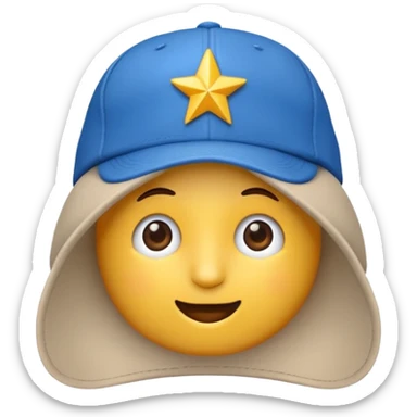 Emoji apenado con gorra con una estrella en medio  sticker