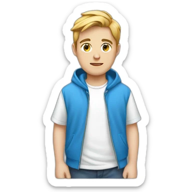 Programmer white Boy in blue hoodie and a white shirt under sticker