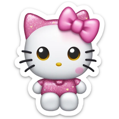 Hello kitty wearing a glittery bow that has pink frosting and sprinkles  sticker