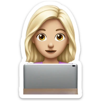 White gurl watching tablet  sticker