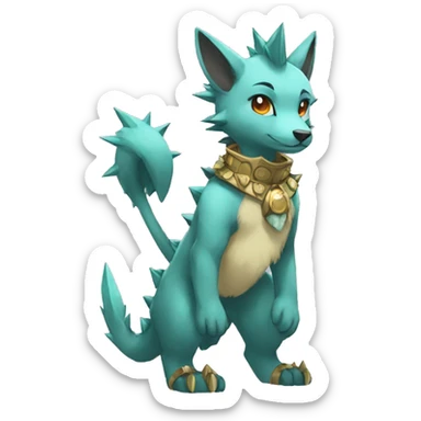 Anthro Sona Fakemon with a spiked collar Full Body sticker