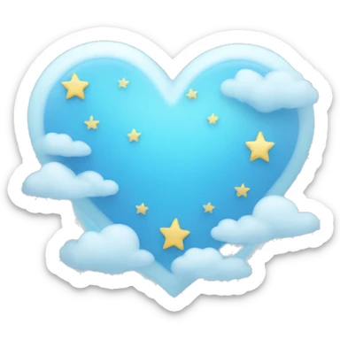 light blue heart with clouds and stars sticker