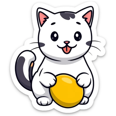 cat licking eggs sticker