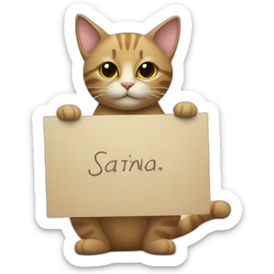 cat holding a sign with the inscription “Safina” sticker