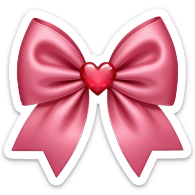 Red coquette bow with a heart in the middle, delicate and feminine, soft pink tones, elegant details sticker