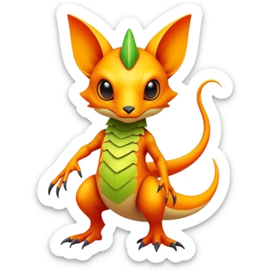 Exotic futuristic lush warm-colored Fakémon-creature (full body) sticker