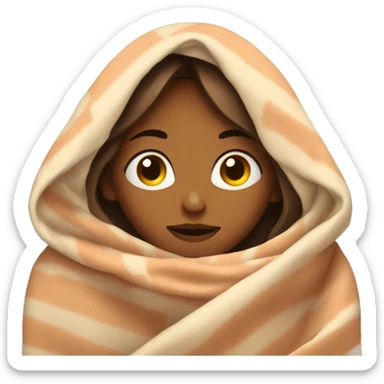 girl inside a blanket sipping coffee eyes closed sticker