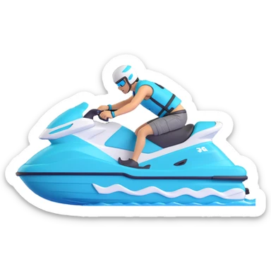 white and turquoise jet ski with a person in a life jacket side view sporty dynamic sticker