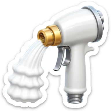 foam sprayer nozzle object icon, hose nozzle spraying thick foam, shiny metal parts, 3D cartoon, mobile game icon style, centered, clean background, no text, no watermark

 sticker