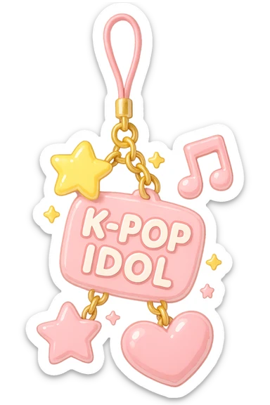 pink kpop idol phone charm, cute and glossy sticker