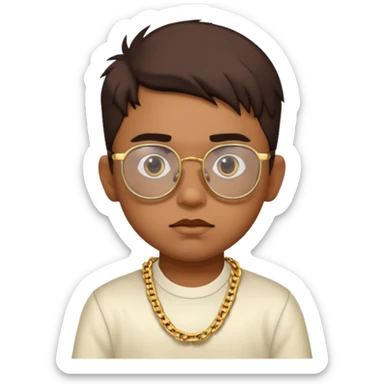 An Indian boy with cool glasses and a gold chain reckless  sticker