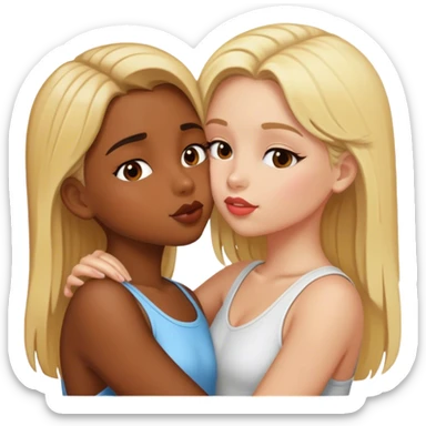 Une fille blonde qui embrasse une fille brune sticker