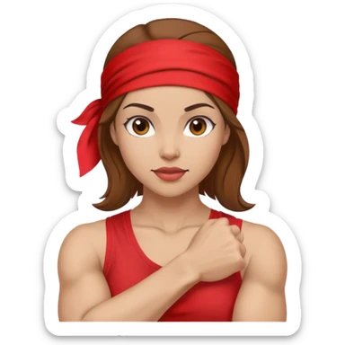 Light skin and brown hair with red bandana Rosie the Riveter shows biceps sticker