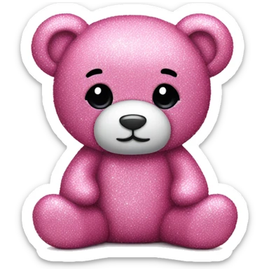Pink glitter teddy bear  sticker