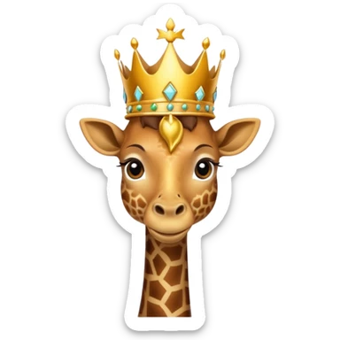 giraffe with jewellery and crown with birds flying around head sticker