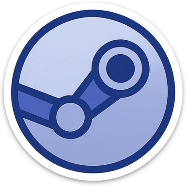 steam logo style icon, flat, blue gradient, minimal, no text sticker