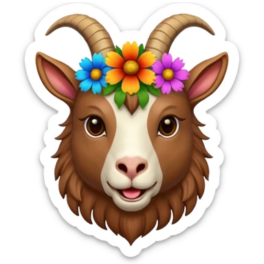 Keçi kafası agzında çicek sticker