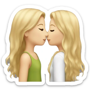 Two girls kissing brown hair and blonde hair  sticker