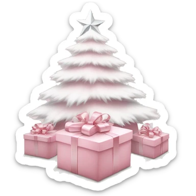 Light pink Christmas gifts under a white Christmas tree  sticker