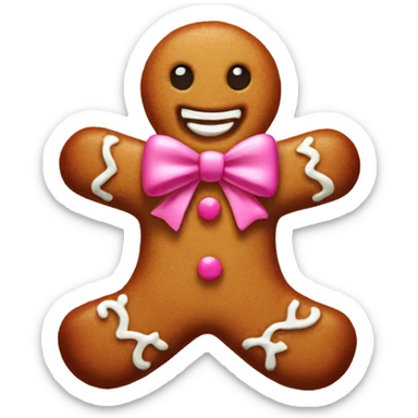 gingerbread man pink bow sticker