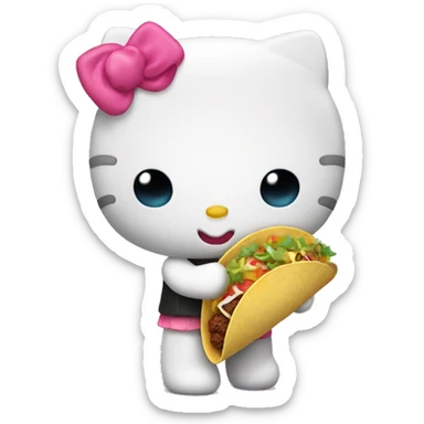 hello kitty holding a taco sticker