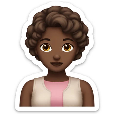 Earthy brown, deep dark brow  hair, feminine, pink, girl, angelic sticker