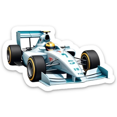 An icon showing a Formula 1 car racing down a track, with speed lines trailing behind. The design captures the intensity of high-speed racing, with sharp curves and bright track lights in the background. Transparent background highlights the action and excitement of racing. sticker